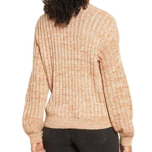 BlankNYC Soft Crew Neck Rib Knit Pullover Sweater Sz Medium Toffee Heather NWT - Picture 2 of 8